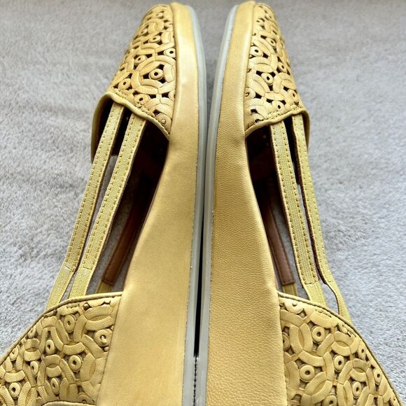 L’amour Des Pieds Bainya Gold Mustard Yellow Leather Wedge Heel Sandal Women 8.5 - Picture 5 of 16